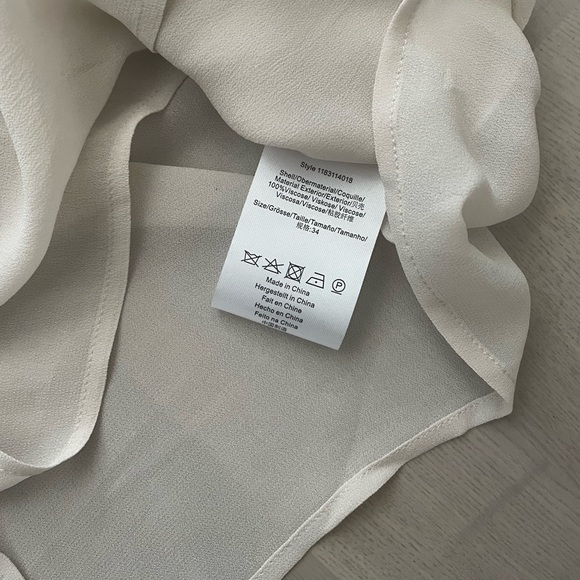 DAY by Birger Et Mikkelsen Classy Gauzy Sheer Taupe /Tan / Nude Blouse w Ruffles - Picture 3 of 7